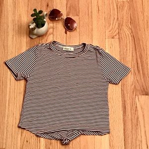 Red White and Blue Stripped Knotted T Shirt